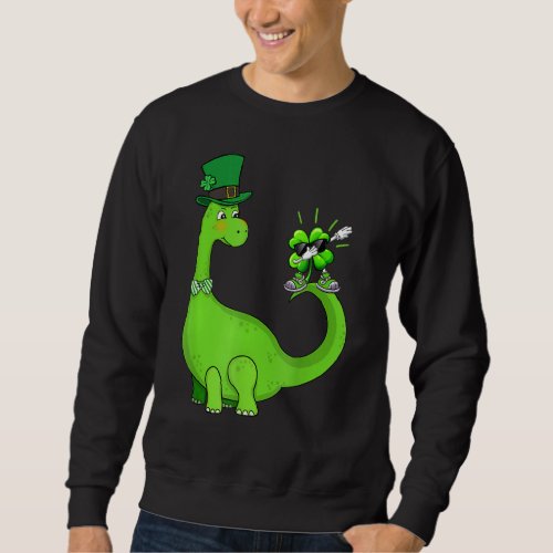 Cute Dinosaur Shamrock St Patricks Day Toddler Ki Sweatshirt