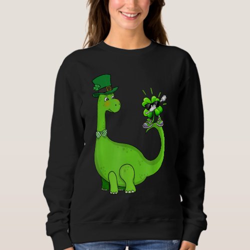 Cute Dinosaur Shamrock St Patricks Day Toddler Ki Sweatshirt