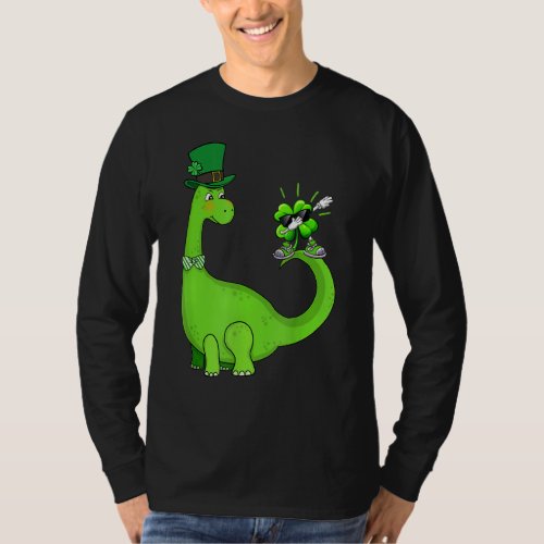Cute Dinosaur Shamrock St Patricks Day Toddler Ki T_Shirt