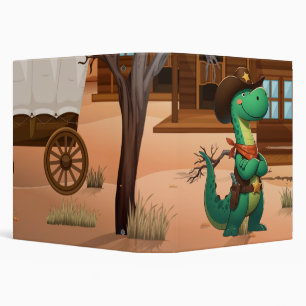 Cute dinosaur sheriff/cowboy 3 ring binder
