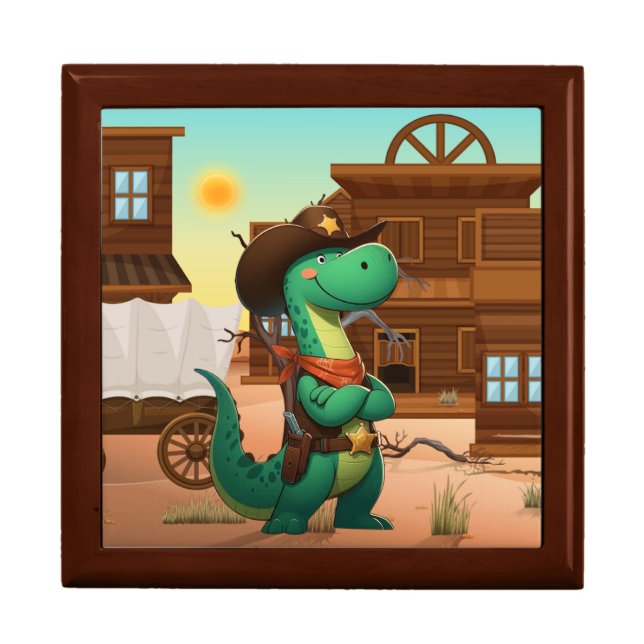 Cute dinosaur sheriff/cowboy  gift box (Front)