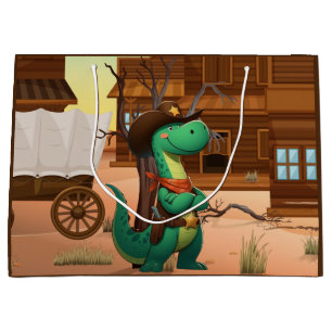 Cute dinosaur sheriff/cowboy  large gift bag