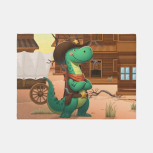 Cute dinosaur sheriff/cowboy  outdoor rug