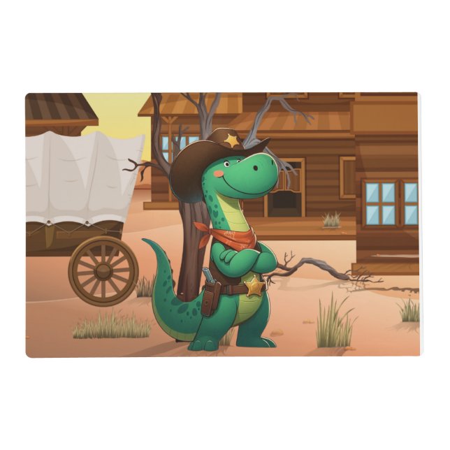 Cute dinosaur sheriff/cowboy  placemat (Front)
