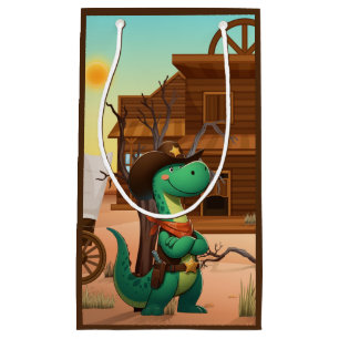 Cute dinosaur sheriff/cowboy  small gift bag