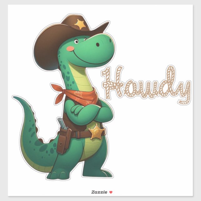 Cute dinosaur sheriff/cowboy  sticker (Sheet)