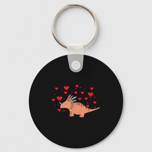Cute Dinosaur Shirt For Valentines Day _ Tricerato Keychain (Front)