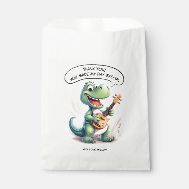 Cute Dinosaur Singing | Dino Music Kids Birthday Favor Bag (Front)
