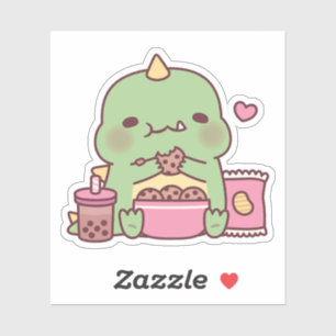 Cute Dinosaur Snacking On Cookies Sticker