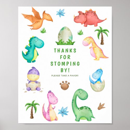 Cute Dinosaur Spinosaur Birthday Party Poster