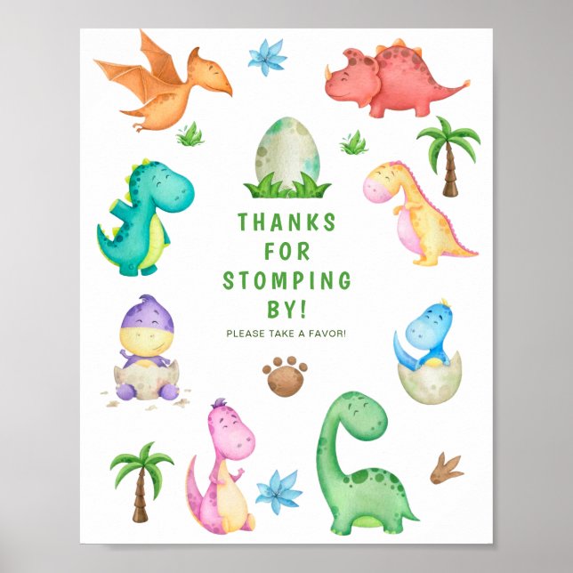 Cute Dinosaur Spinosaur Birthday Party Poster (Front)