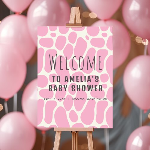 Cute Dinosaur Spots Girl Baby Welcome Sign