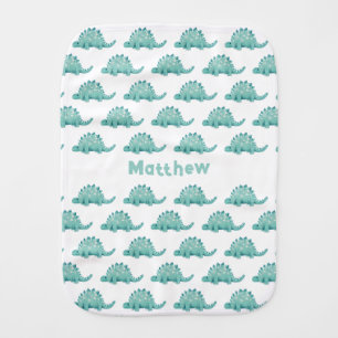 Cute Dinosaur Stegosaurus Personalized Name Baby Burp Cloth