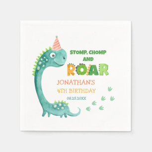 Cute Dinosaur Stomp Chomp Roar Birthday Napkins