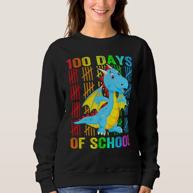 Cute Dinosaur Student Boys Kids Gift 100 Days Of S Sweatshirt (Front)