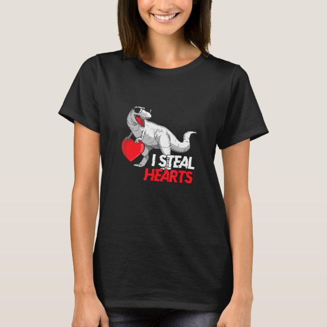 Cute Dinosaur Sunglasses I Steal Hearts Kids T-Shirt (Front)