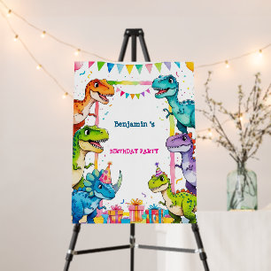 Cute Dinosaur T rex Birthday Party Welcome  Foam Board