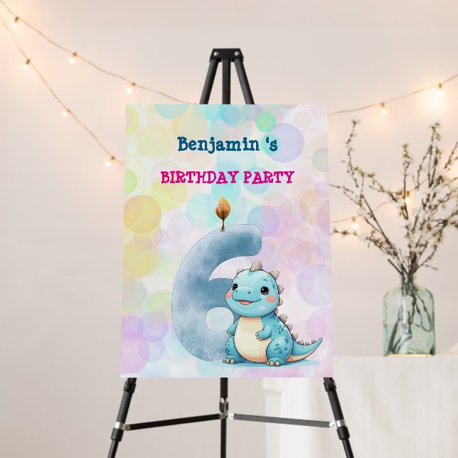 Cute Dinosaur T rex Birthday Party Welcome  Foam Board (In Situ (Stand))