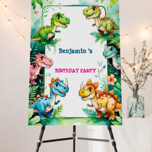 Cute Dinosaur T rex Birthday Party Welcome  Foam Board