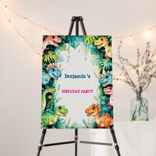 Cute Dinosaur T rex Birthday Party Welcome Foam Board