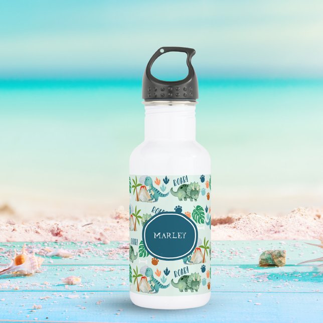 Cute Dinosaur T Rex Triceratops Kids  Stainless Steel Water Bottle (Creator Uploaded)