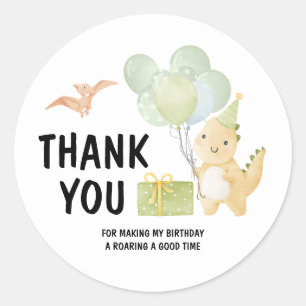 Cute Dinosaur Thank You Birthday Sticker