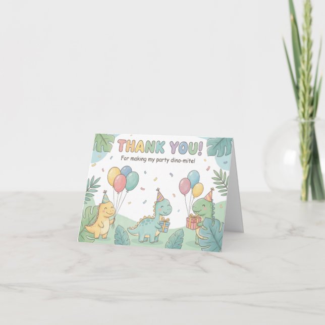 Cute Dinosaur Thank You Card (Front)