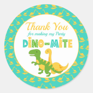 Cute Dinosaur Thank You Classic Round Sticker