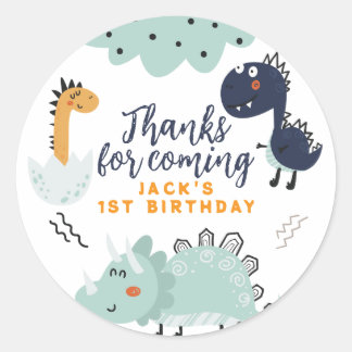 Cute Dinosaur Thank You Kids Birthday Classic Round Sticker
