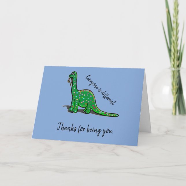 Cute Dinosaur Thanks for Being You Note Card (Front)