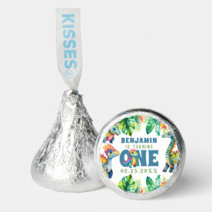 Cute Dinosaur Theme 1st Birthday Boy Watercolor Hershey®'s Kisses®