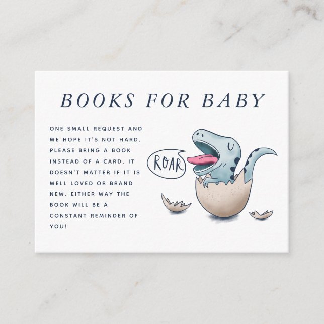 Cute Dinosaur Theme Baby Shower Book Request Enclosure Card (Front)