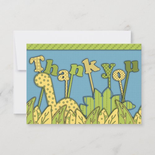 Cute Dinosaur Theme Flat Thank You Note Invitations