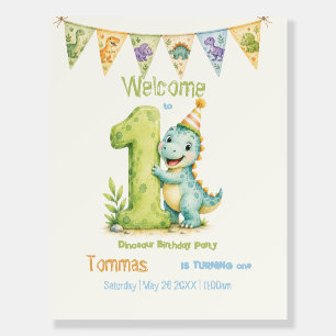Cute Dinosaur Themed 1st Birthday Welcome Foam Board