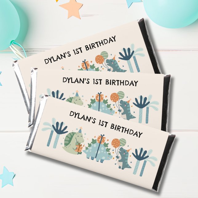 Cute Dinosaur Themed Kid's Birthday Party Hershey Bar Favors (Creator Uploaded)