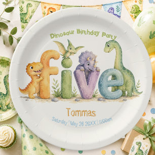 Cute Dinosaur Themed Paper Plates