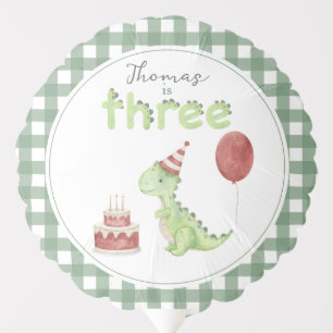 Cute Dinosaur Three-rex Birthday Balloon