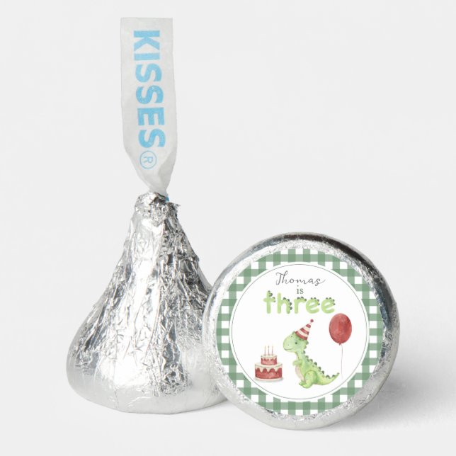 Cute Dinosaur Three-Rex Birthday Hershey®'s Kisses® (Front)