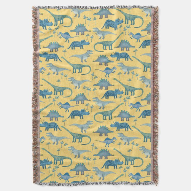 Cute Dinosaur Throw Blanket (Front Vertical)