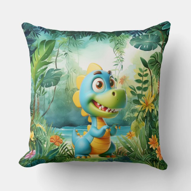Cute Dinosaur Throw Pillow (Front)