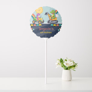 Cute dinosaur tractor truck Rainbow balloon HBD