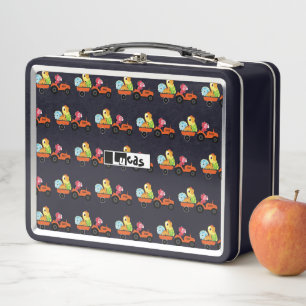 Cute dinosaur tractor Truck School kids boys Metal Lunch Box