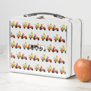 Cute dinosaur tractor Truck School kids boys Metal Lunch Box