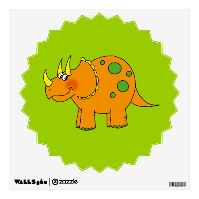 Cute dinosaur - triceratops wall sticker (Front)