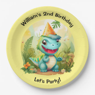 Cute Dinosaur Tropical Forest   Dino Kids Birthday Paper Plates