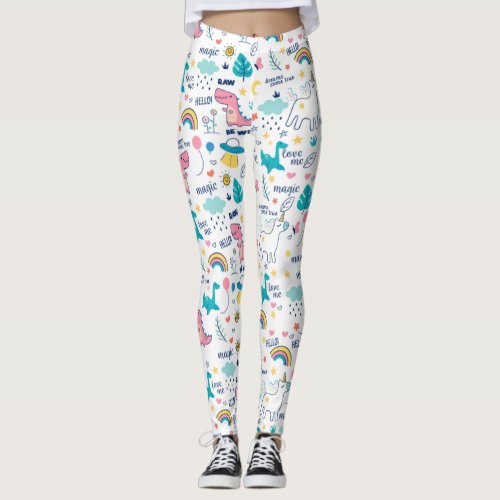 Cute Dinosaur Unicorn Leggings for Women