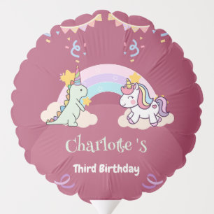 Cute Dinosaur Unicorn rainbow Balloon birthday