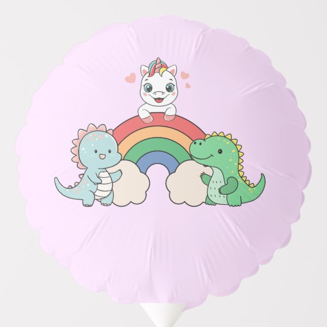 Cute Dinosaur Unicorn rainbow Balloon birthday kid (Front)