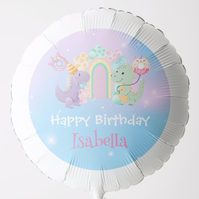Cute Dinosaur Unicorn Rainbow balloon Birthday kid (Front)