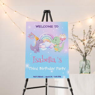 Cute Dinosaur Unicorn Rainbow balloon Birthday kid Foam Board